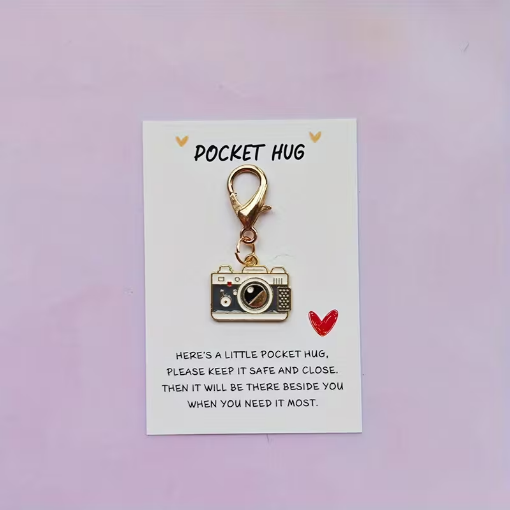 Camera Pocket Hug Keyring – Mini Photography Charm Gift