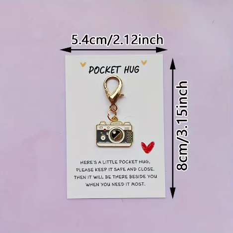 Camera Pocket Hug Keyring – Mini Photography Charm Gift